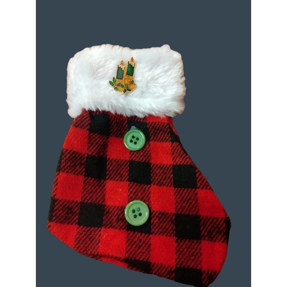 Gift Card Holder Ornament Buffalo Plaid Stocking Christmas Candle Pin
